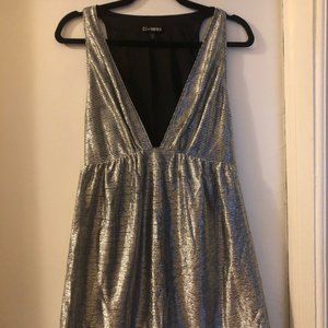 Express Metallic Silver Mini Dress